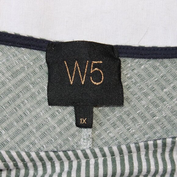 1X Green and White Stripe Top 3/4 length sleeves - Picture 3 of 4